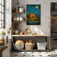 Santa Fe Church Night Sky Heritage Poster PosterGoat