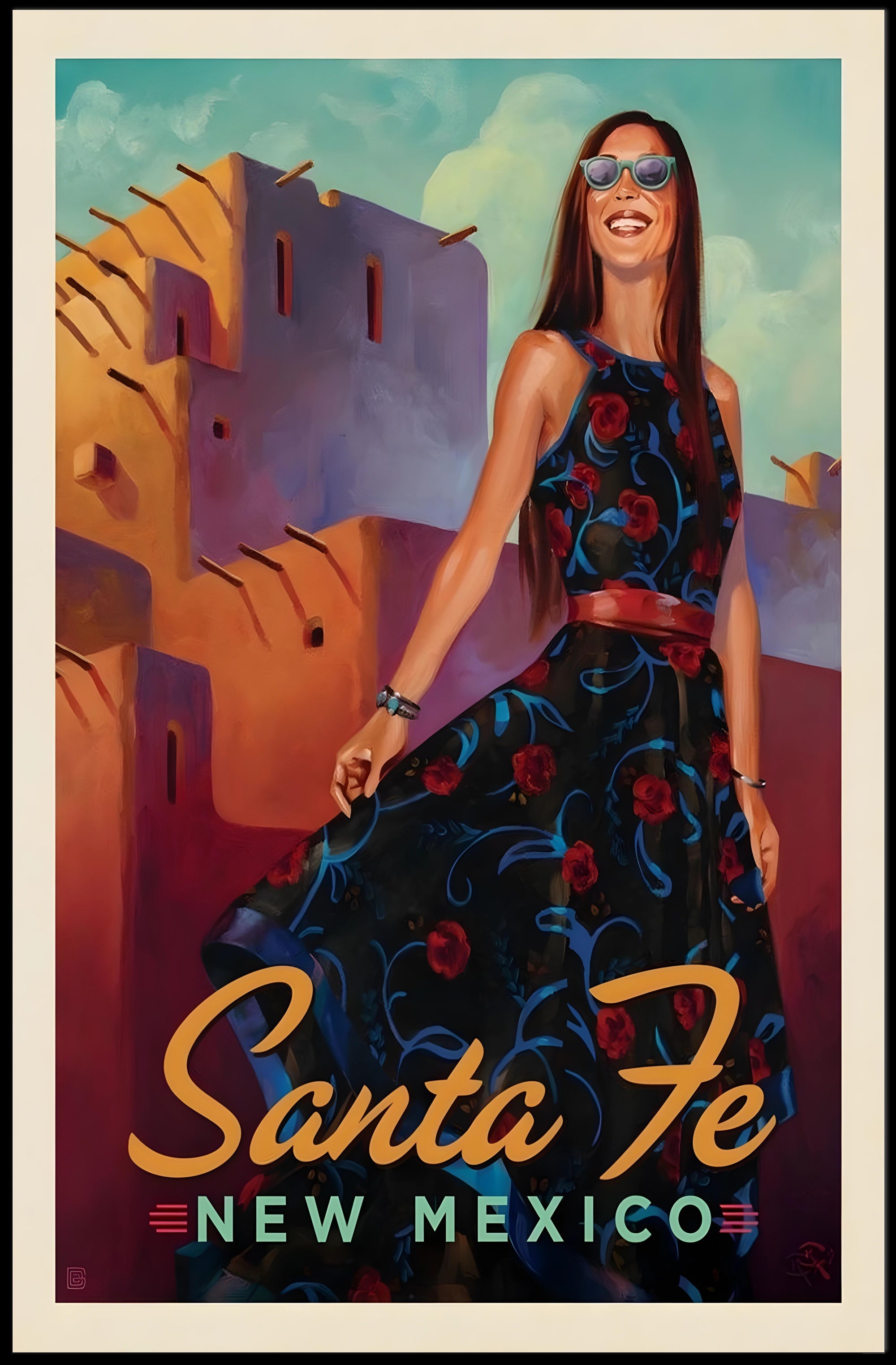 Santa Fe Mid-Century Travel Poster PosterGoat