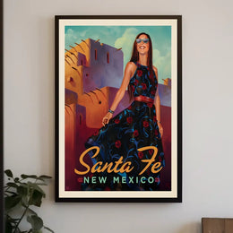 Santa Fe Mid-Century Travel Poster PosterGoat