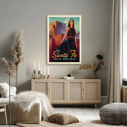 Santa Fe Mid-Century Travel Poster PosterGoat