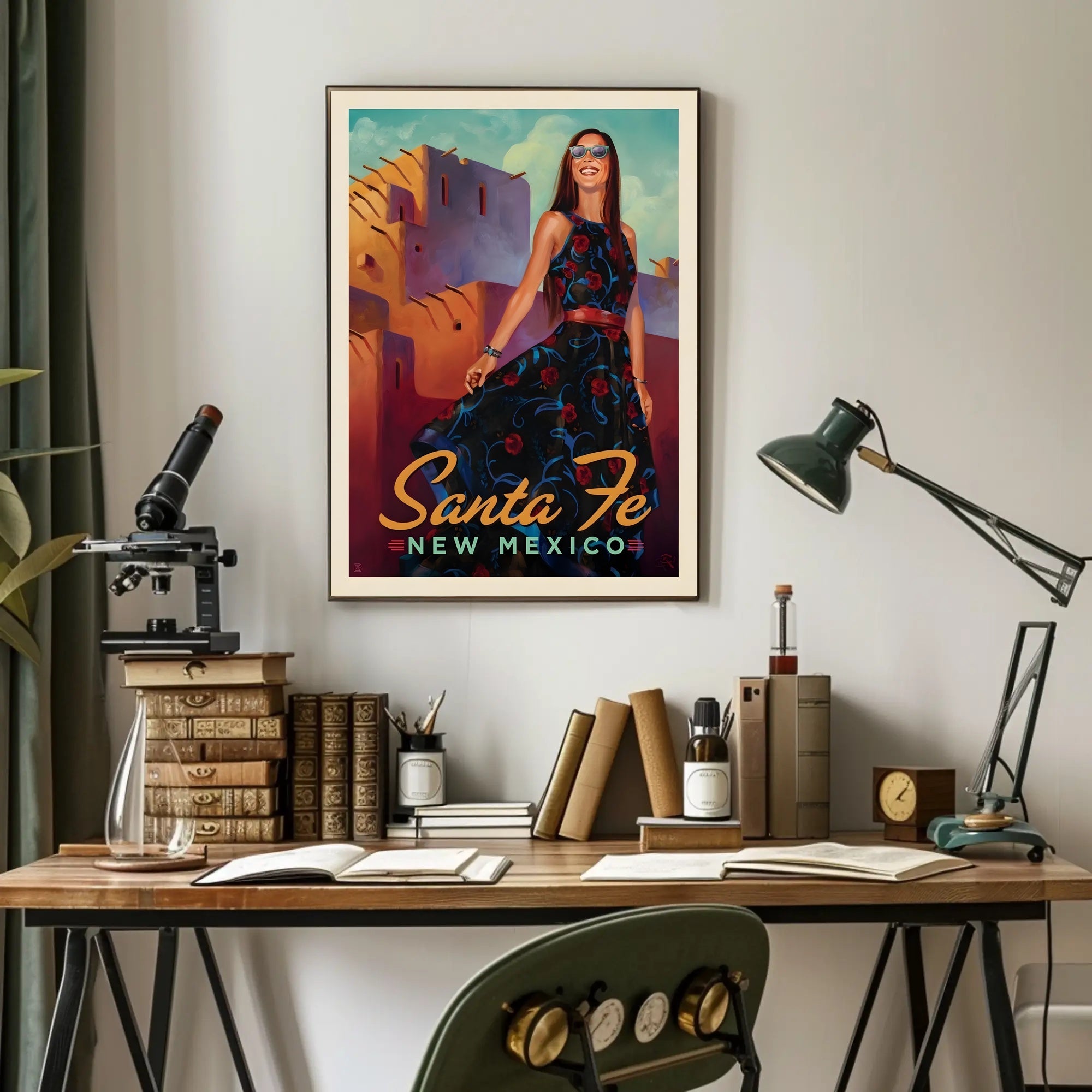 Santa Fe Mid-Century Travel Poster PosterGoat