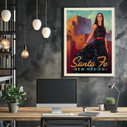 Santa Fe Mid-Century Travel Poster PosterGoat
