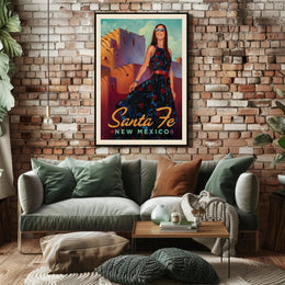 Santa Fe Mid-Century Travel Poster PosterGoat