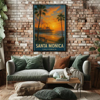 Santa Monica Pier California Vintage Travel Poster PosterGoat