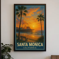 Santa Monica Pier California Vintage Travel Poster PosterGoat