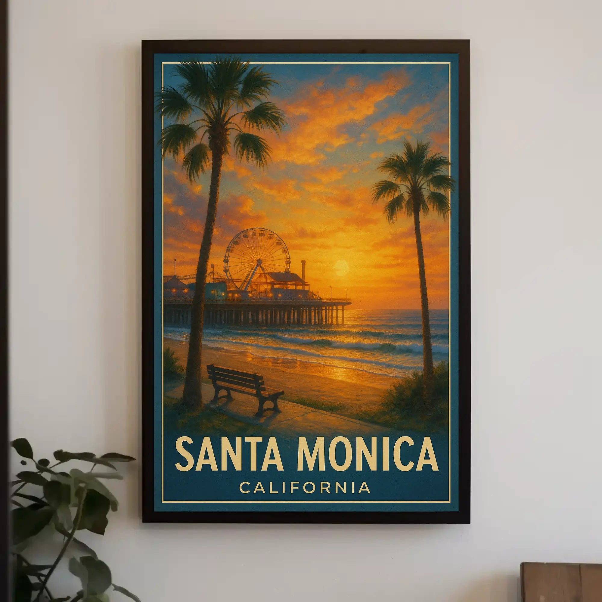 Santa Monica Pier California Vintage Travel Poster PosterGoat