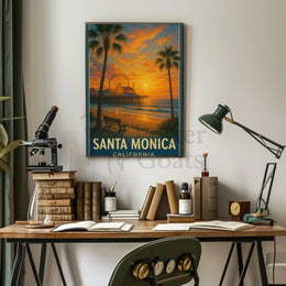 Santa Monica Pier California Vintage Travel Poster PosterGoat