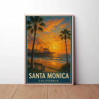 Santa Monica Pier California Vintage Travel Poster PosterGoat