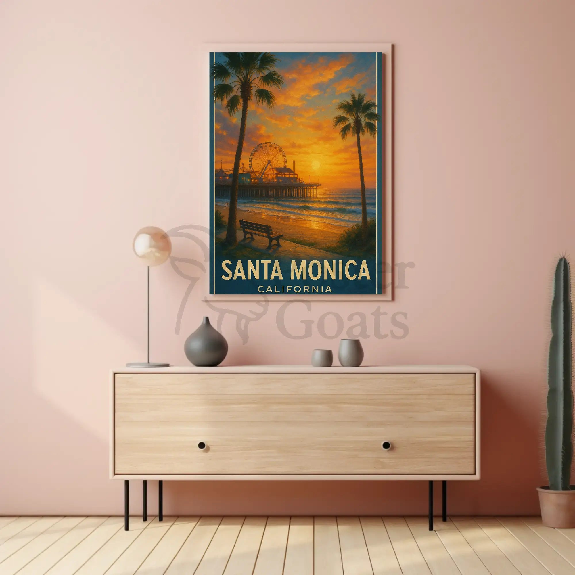 Santa Monica Pier California Vintage Travel Poster PosterGoat