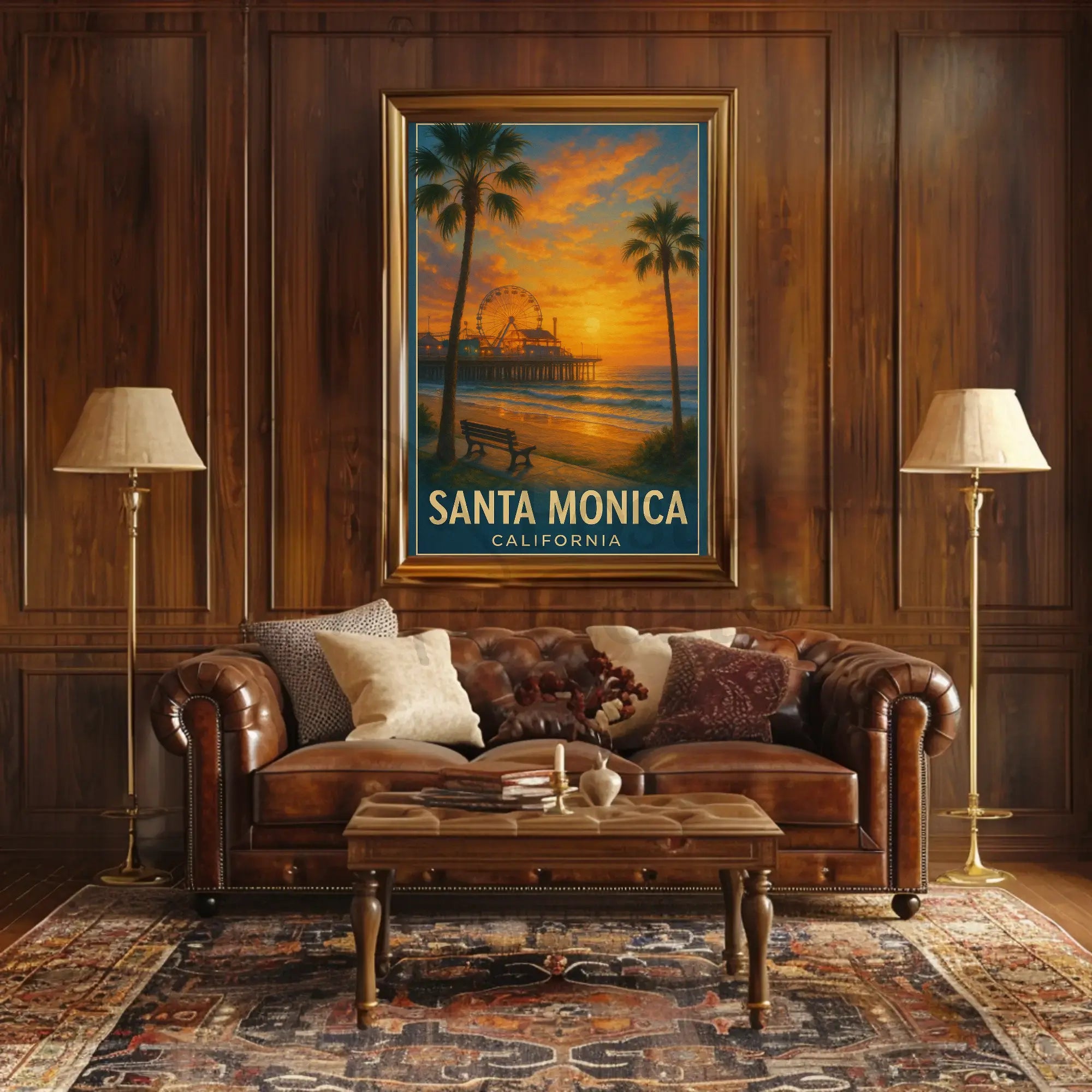 Santa Monica Pier California Vintage Travel Poster PosterGoat