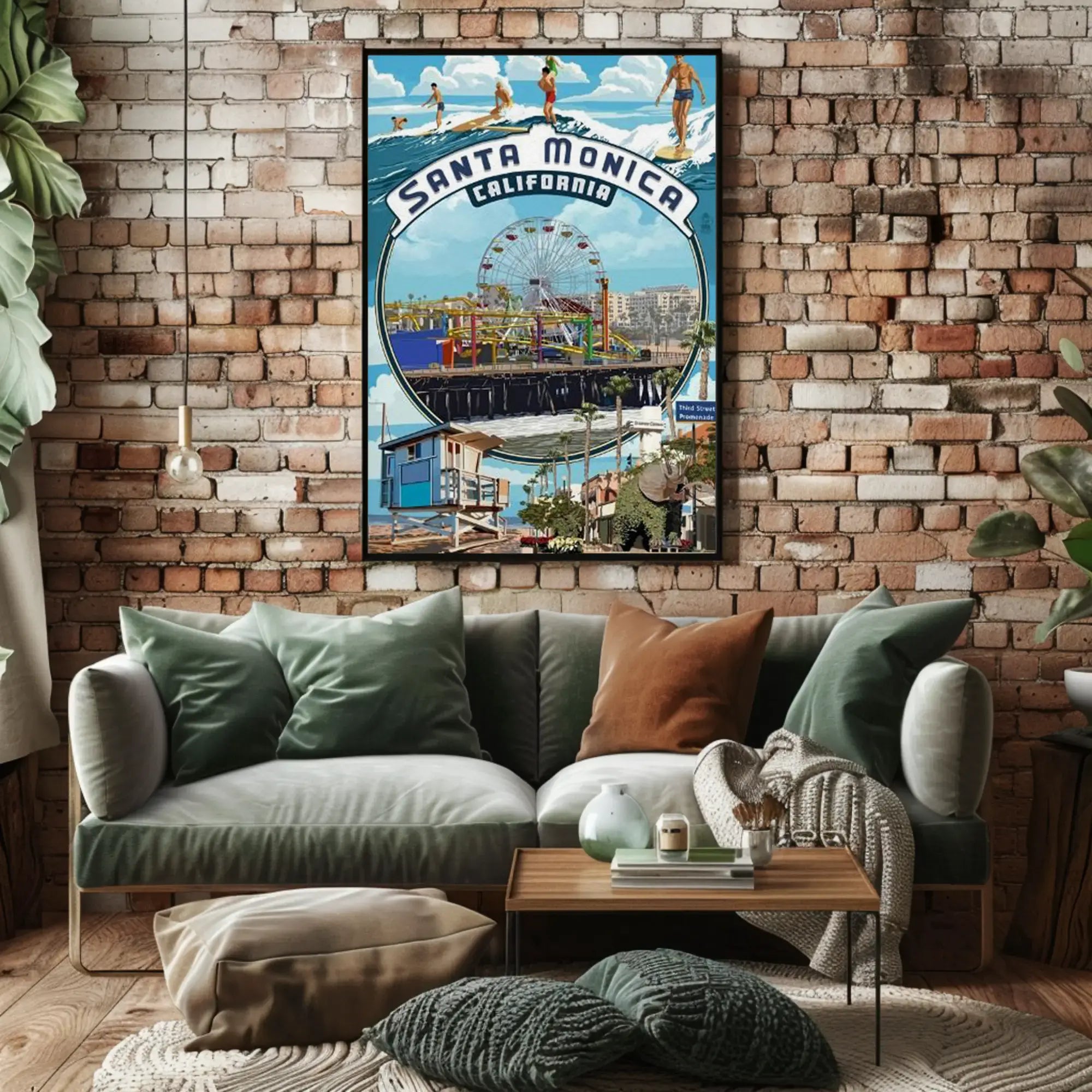 Santa Monica Pier Vintage Travel Poster PosterGoat
