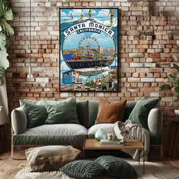 Santa Monica Pier Vintage Travel Poster PosterGoat