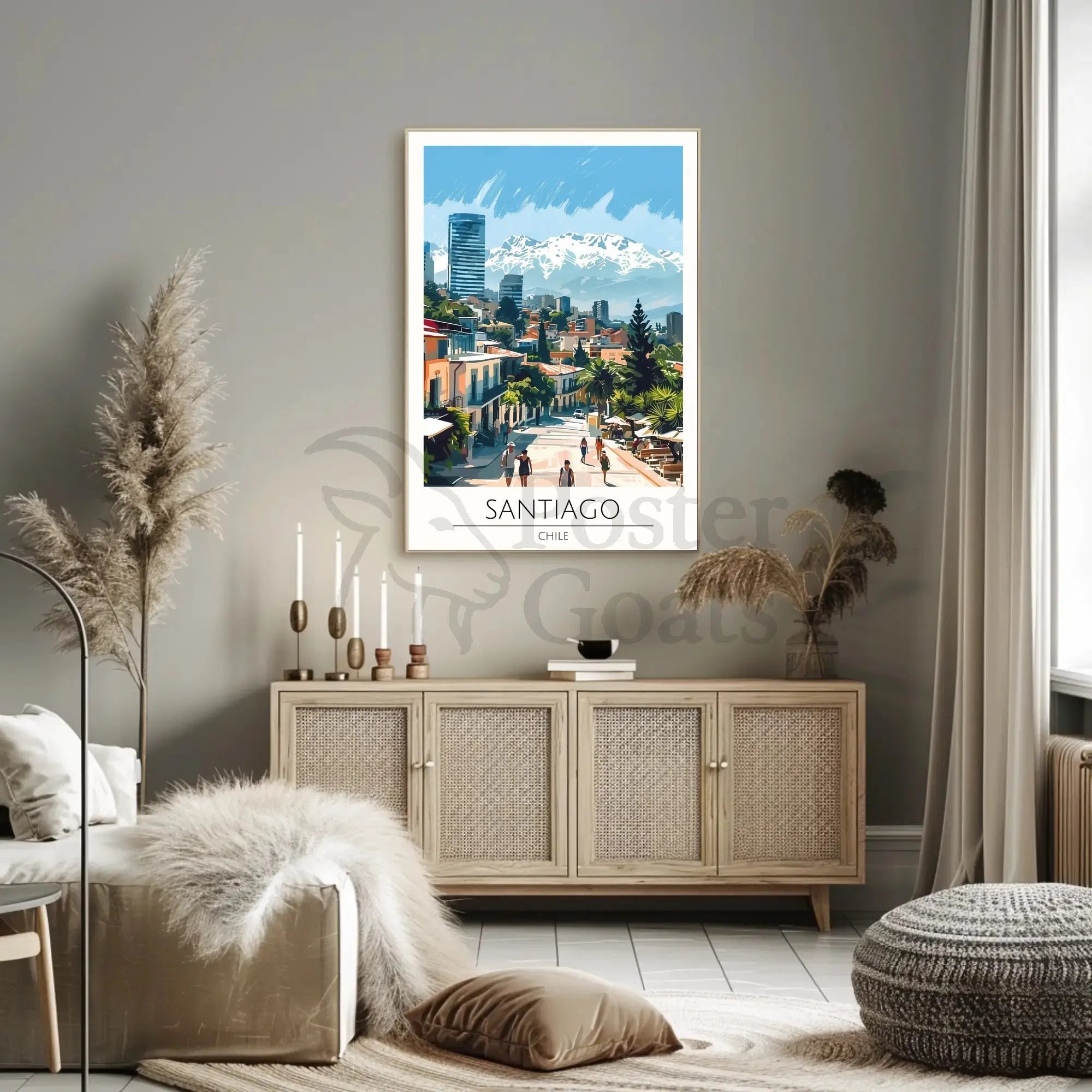 Santiago Chile Vibrant Cityscape Travel Poster PosterGoat