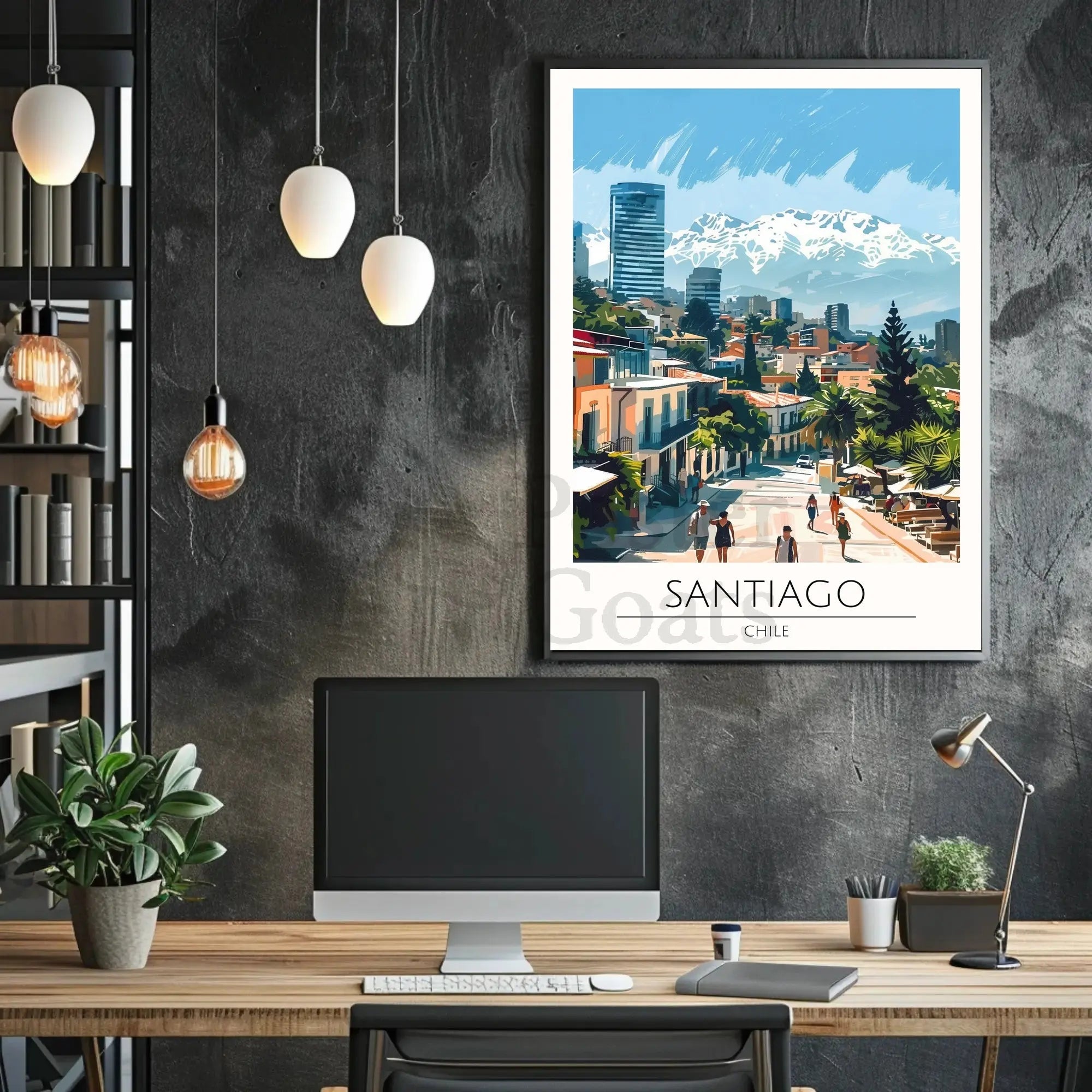 Santiago Chile Vibrant Cityscape Travel Poster PosterGoat