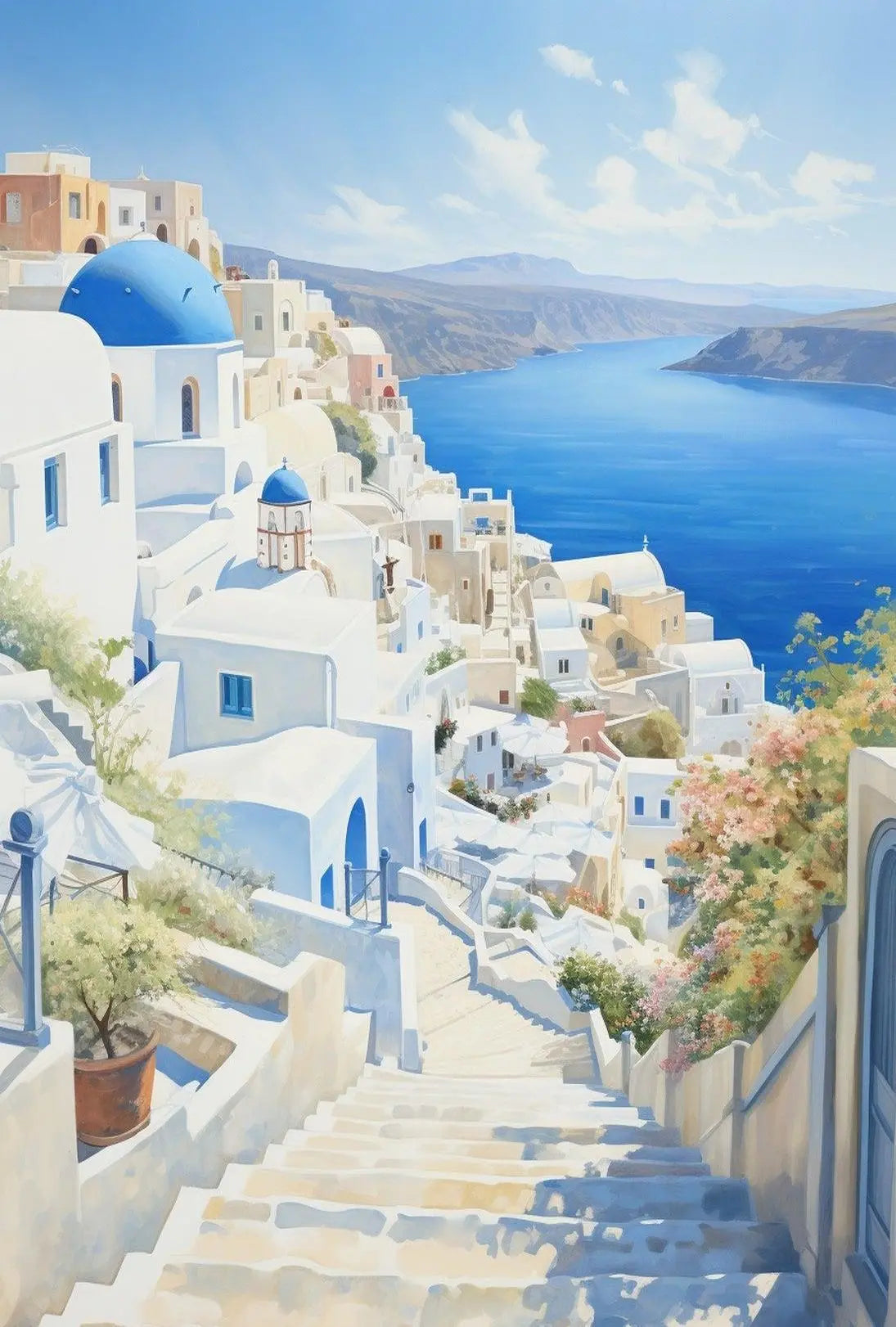 Santorini Coastal Scene Travel Poster PosterGoat