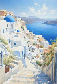 Santorini Coastal Scene Travel Poster PosterGoat
