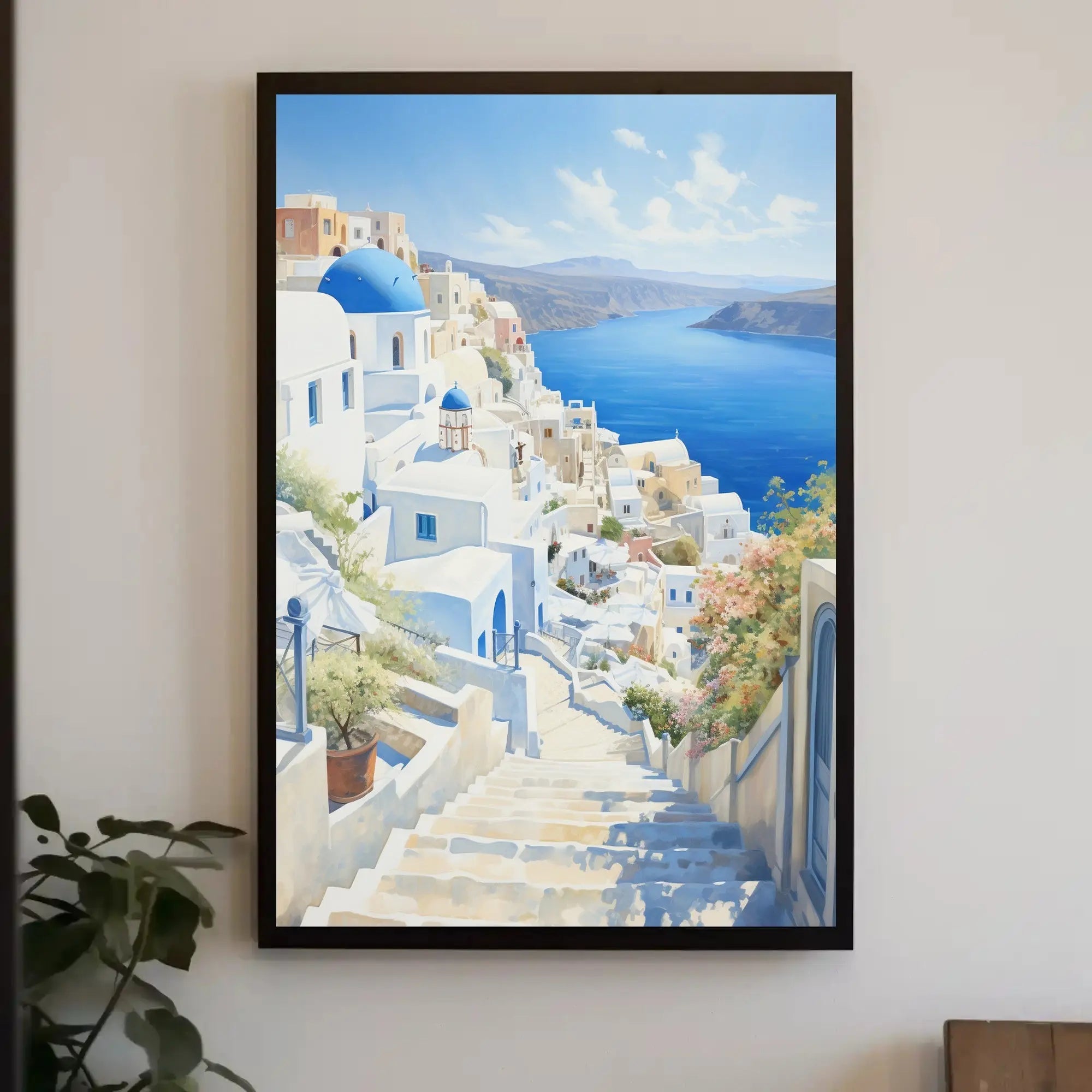 Santorini Coastal Scene Travel Poster PosterGoat