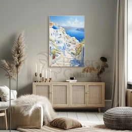 Santorini Coastal Scene Travel Poster PosterGoat