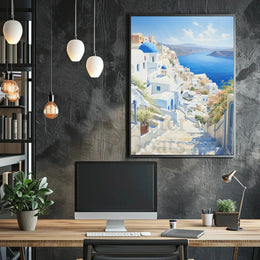 Santorini Coastal Scene Travel Poster PosterGoat