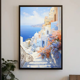 Santorini Coastal Serenity, Travel Poster PosterGoat