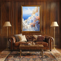 Santorini Coastal Serenity, Travel Poster PosterGoat