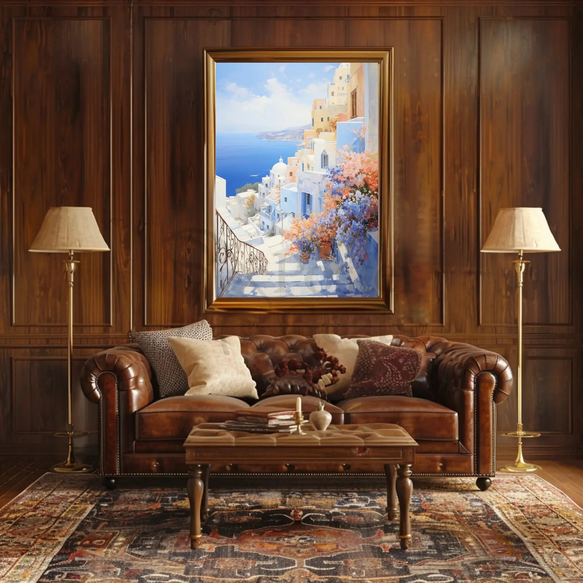 Santorini Coastal Serenity, Travel Poster PosterGoat