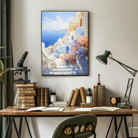 Santorini Coastal Serenity, Travel Poster PosterGoat