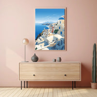 Santorini Coastal Village Travel Poster PosterGoat