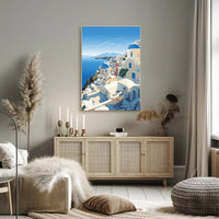 Santorini Coastal Village Travel Poster PosterGoat