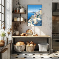 Santorini Coastal Village Travel Poster PosterGoat