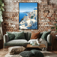 Santorini Coastal Village Travel Poster PosterGoat