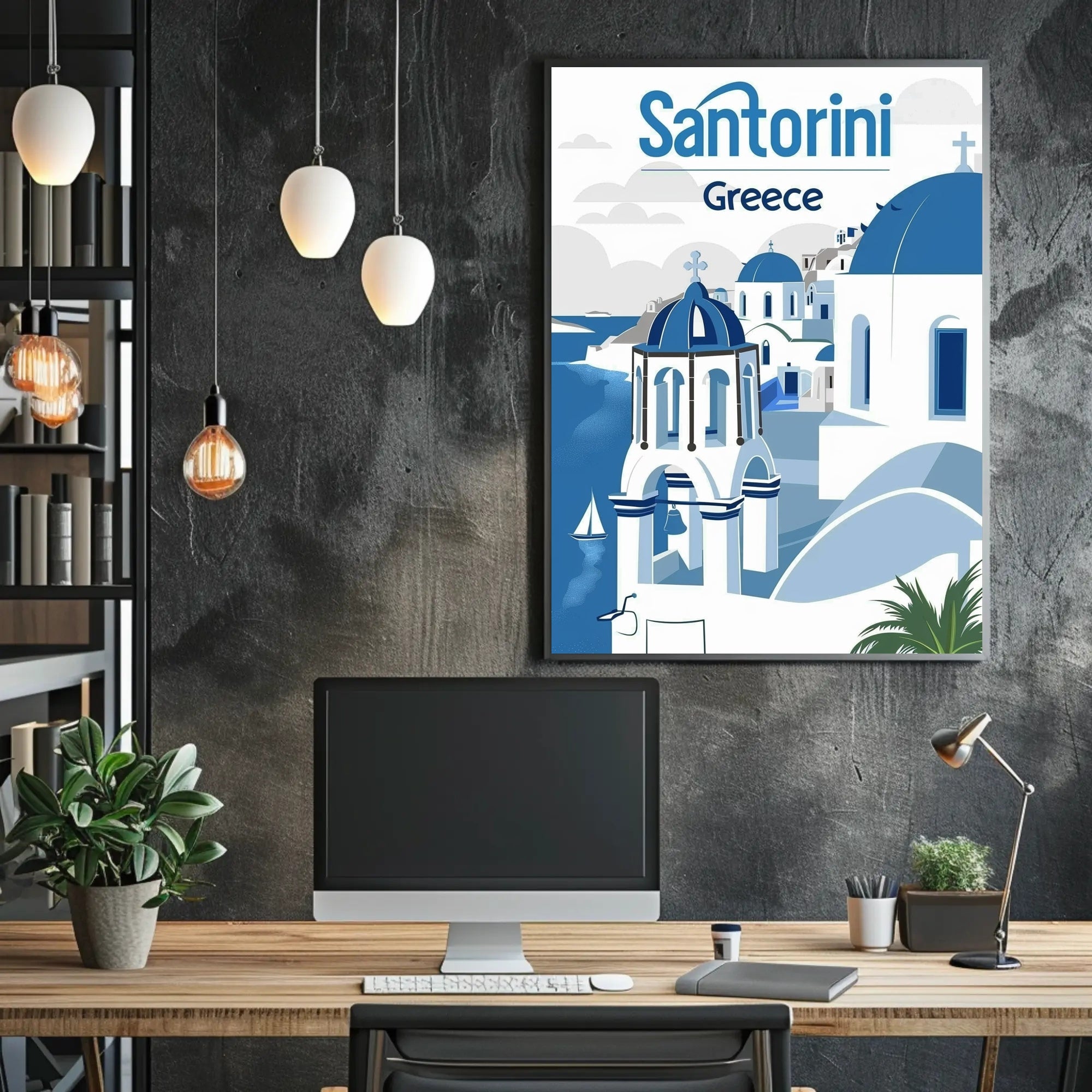 Santorini Cycladic Architecture Travel Poster PosterGoat
