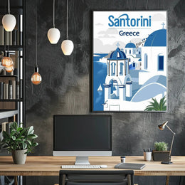 Santorini Cycladic Architecture Travel Poster PosterGoat