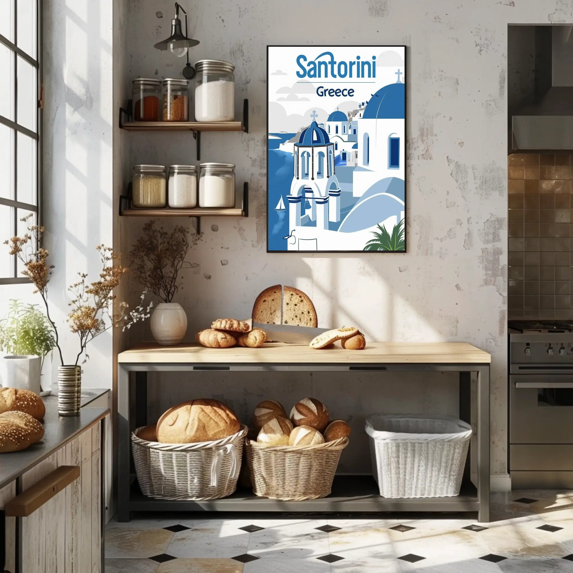 Santorini Cycladic Architecture Travel Poster PosterGoat