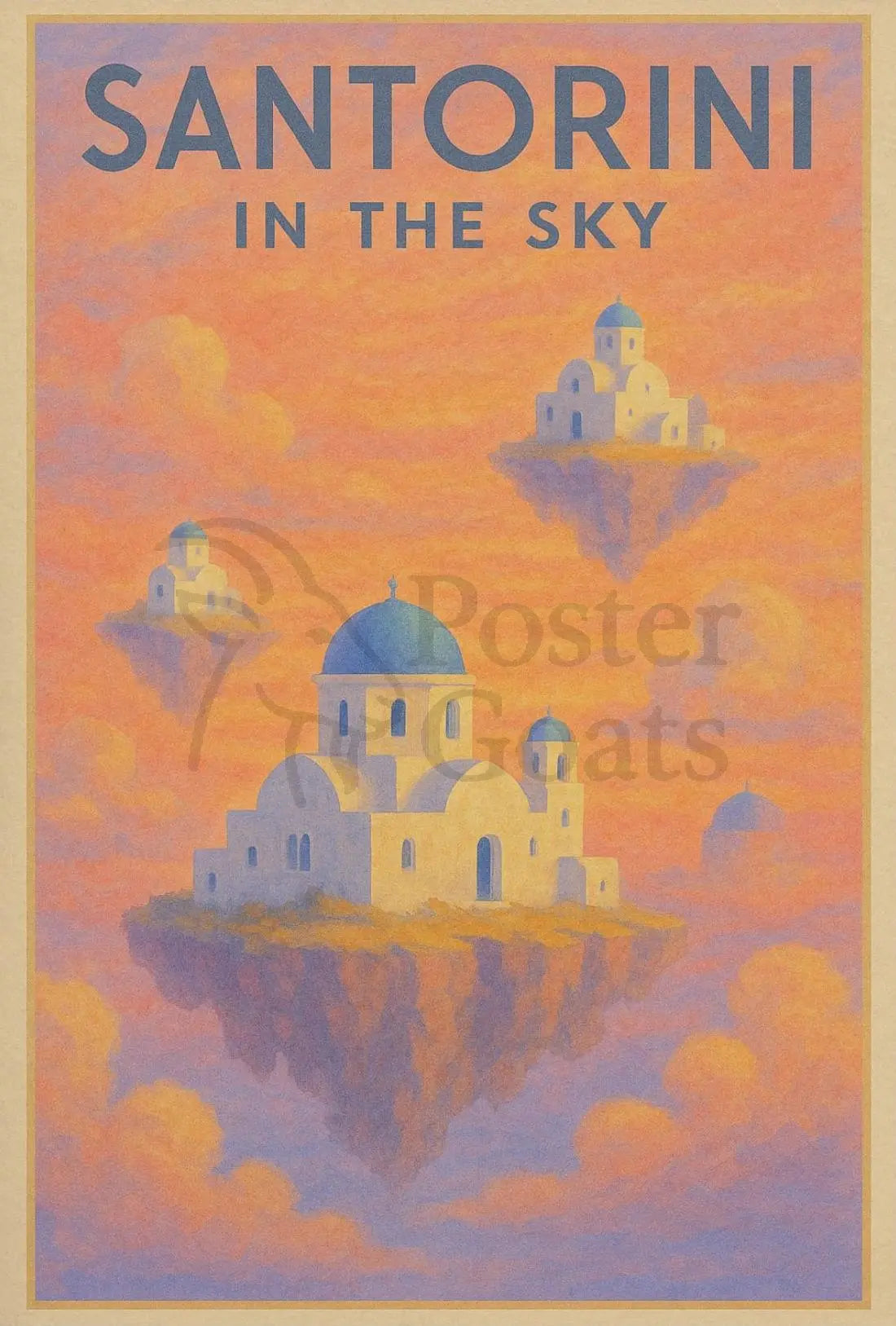 Santorini Dreamscape Surreal Travel Poster PosterGoat