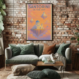 Santorini Dreamscape Surreal Travel Poster PosterGoat