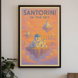 Santorini Dreamscape Surreal Travel Poster PosterGoat