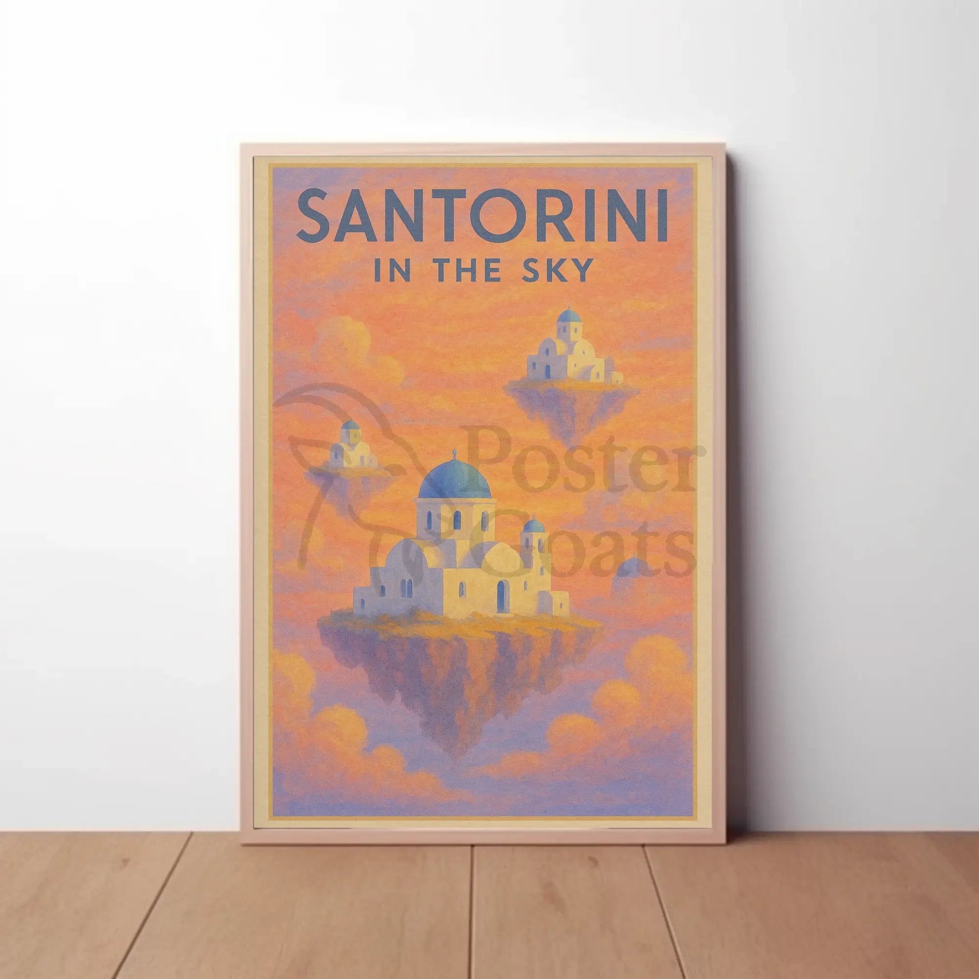 Santorini Dreamscape Surreal Travel Poster PosterGoat