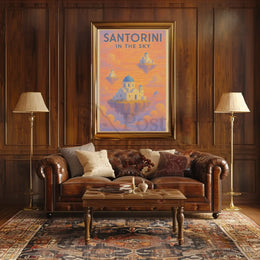 Santorini Dreamscape Surreal Travel Poster PosterGoat