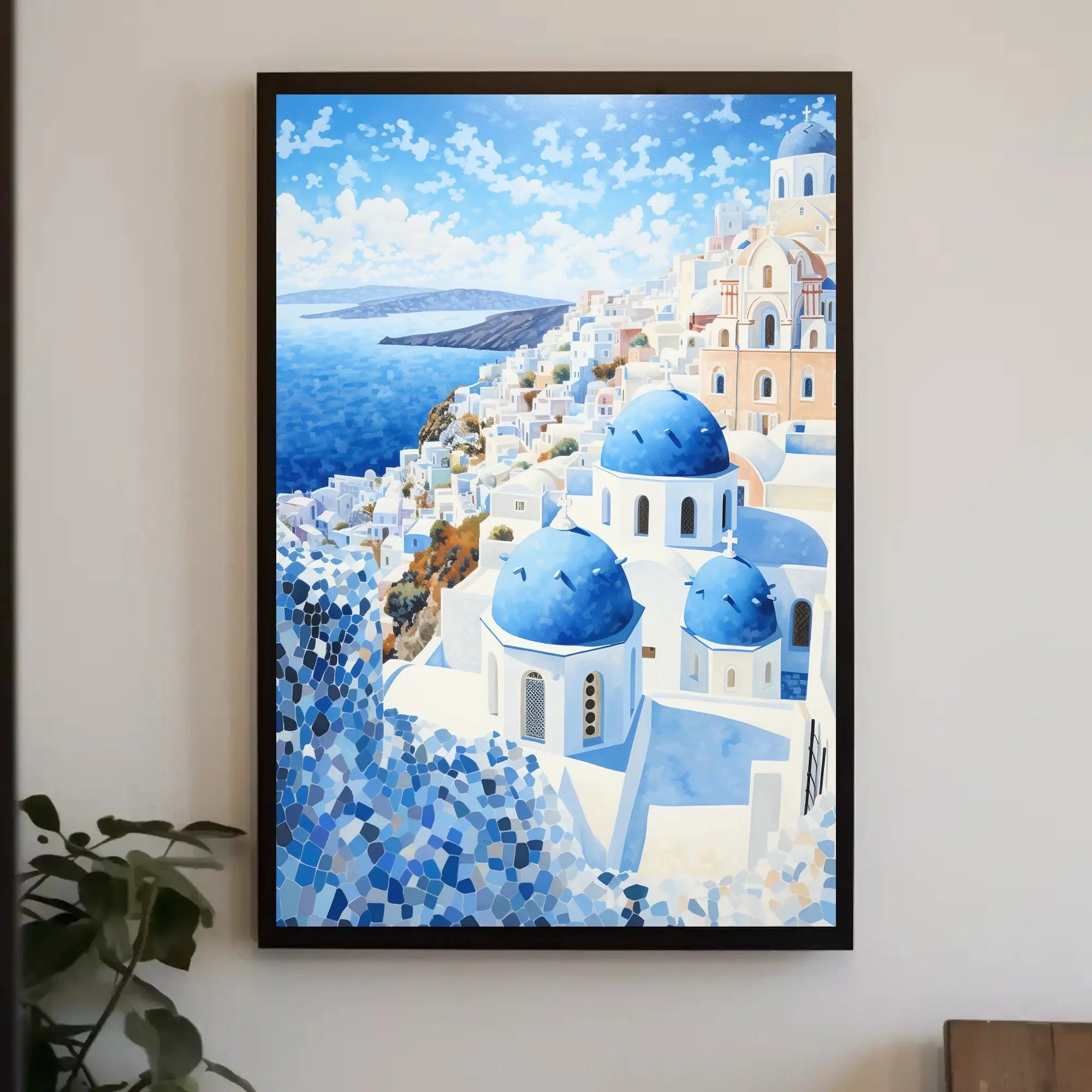 Santorini-Inspired Coastal Beauty Travel Poster PosterGoat