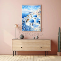 Santorini-Inspired Coastal Beauty Travel Poster PosterGoat