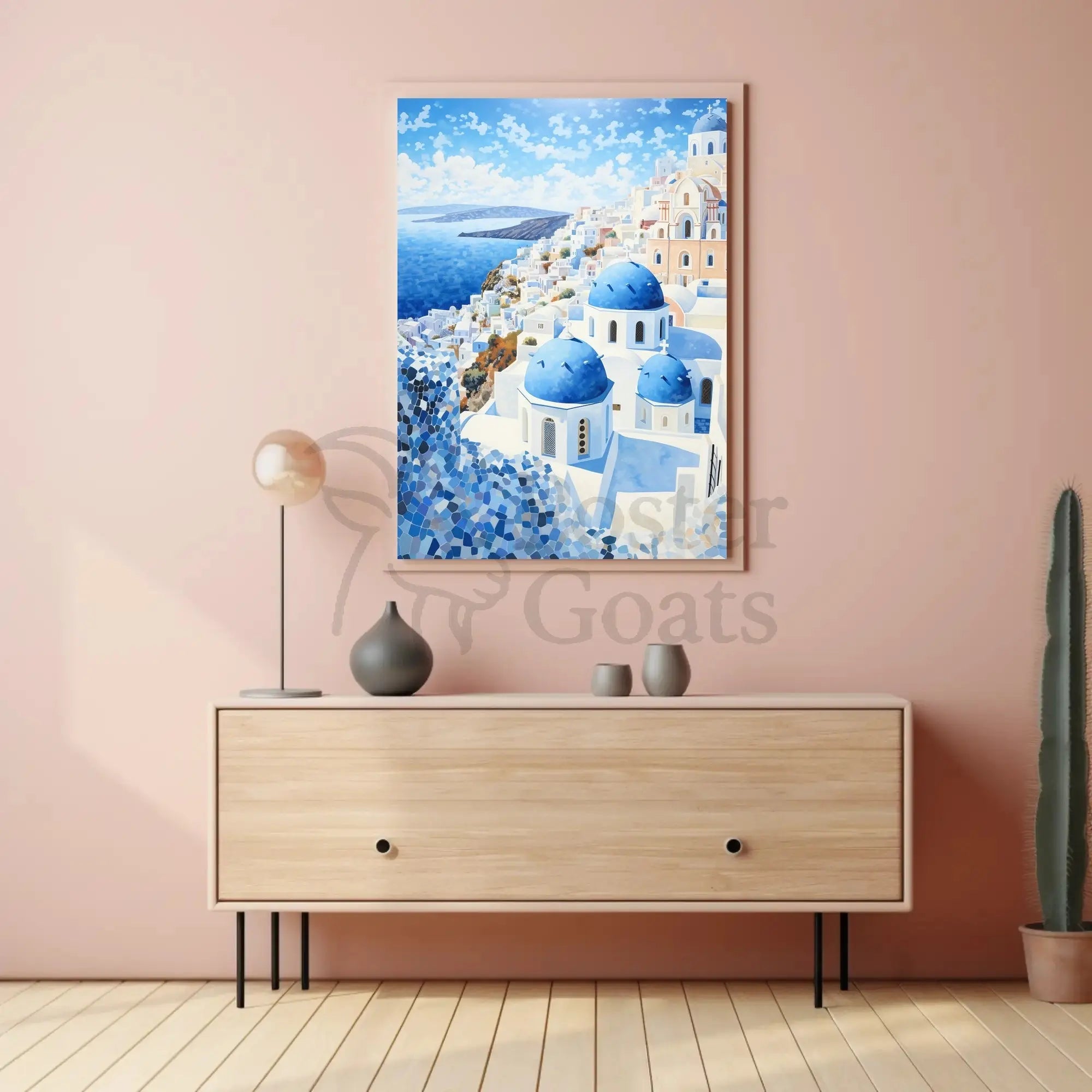 Santorini-Inspired Coastal Beauty Travel Poster PosterGoat