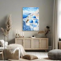 Santorini-Inspired Coastal Beauty Travel Poster PosterGoat