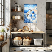 Santorini-Inspired Coastal Beauty Travel Poster PosterGoat