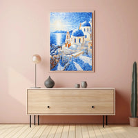 Santorini Mosaic Sunset Travel Poster PosterGoat