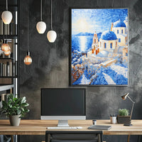 Santorini Mosaic Sunset Travel Poster PosterGoat
