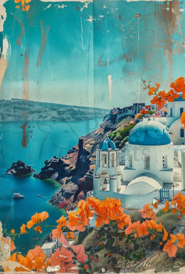 Santorini Scenic Coastal Travel Poster PosterGoat