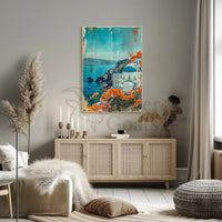 Santorini Scenic Coastal Travel Poster PosterGoat