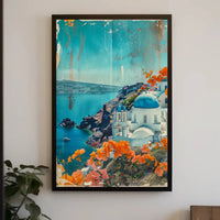 Santorini Scenic Coastal Travel Poster PosterGoat