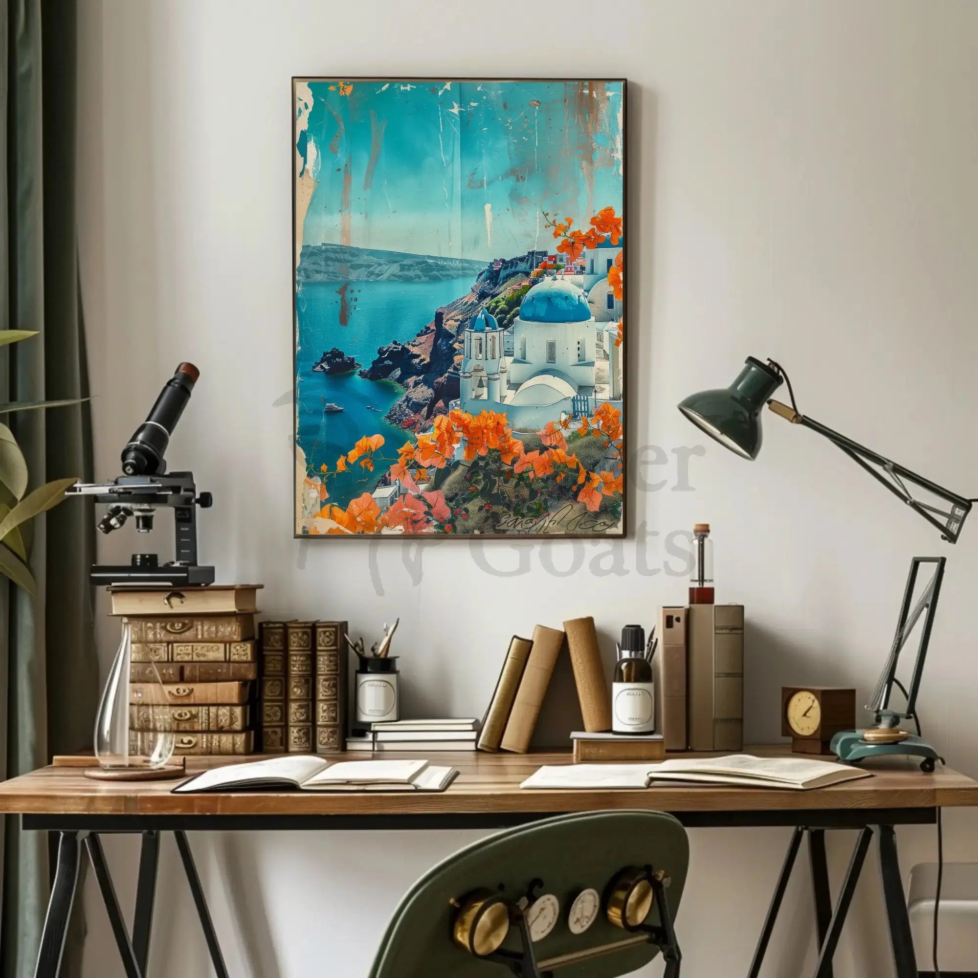 Santorini Scenic Coastal Travel Poster PosterGoat
